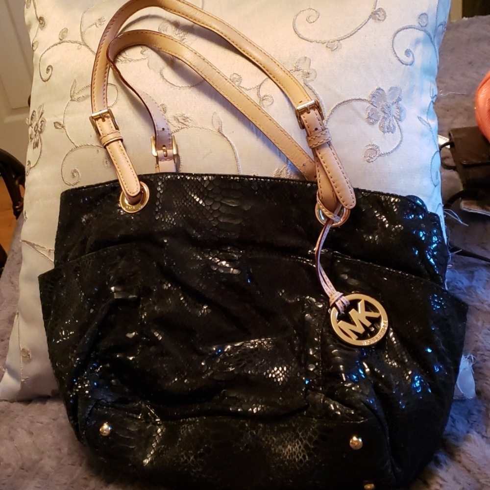 Used black crock embossed bag